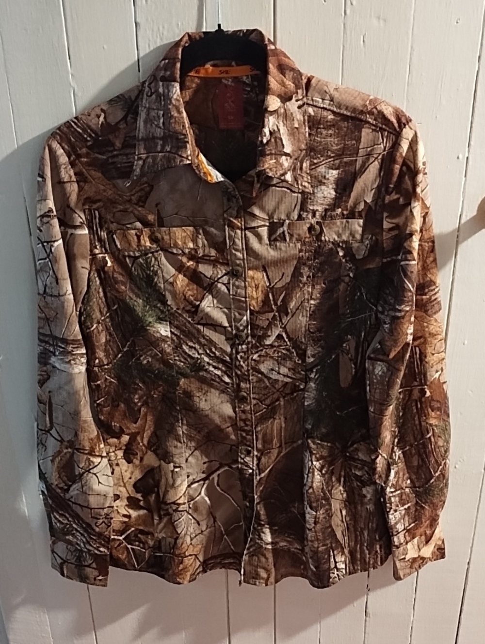 Camouflage Button-Down Shirt - Brown Camo EUC Small Petite.
